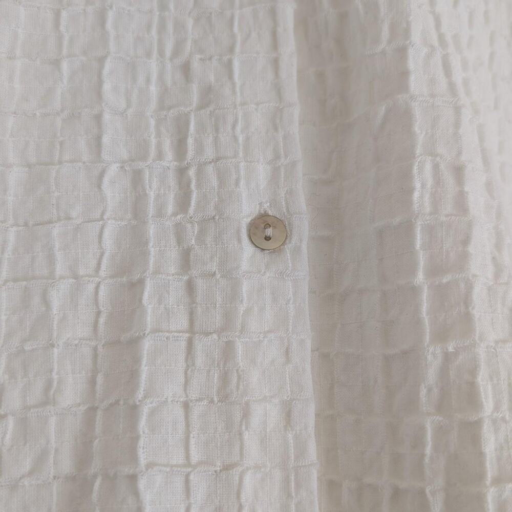 Eileen Fisher White Puckered Crinkle Sleeveless Button Up Shirt XL - Picture 4 of 6